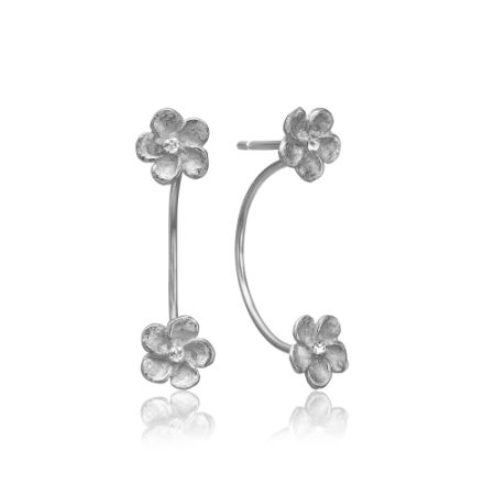 Sølv ørering med blomster